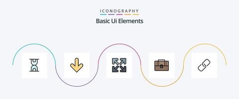 básico ui elementos linha preenchidas plano 5 ícone pacote Incluindo metal. papel. direção. grampo. caso vetor