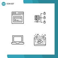 do utilizador interface pacote do 4 básico linha preenchida plano cores do Internet macbook local na rede Internet segurança calendário editável vetor Projeto elementos