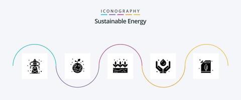 sustentável energia glifo 5 ícone pacote Incluindo energia. pode. verde plantar. renovável. remédio vetor
