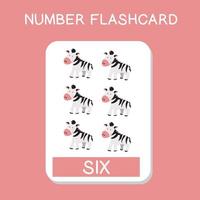 flashcards de números fofos com conjunto de animais. Inglês contando com tema animal. cartaz de matemática para pré-escola. ilustração vetorial. vetor