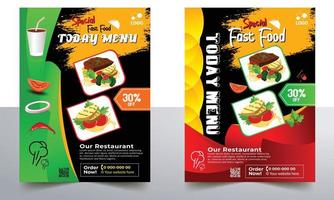 restaurante delicioso design de panfleto de fast-food. capa de refeição chinesa de menu de hoje, brochura de fast food de hambúrguer, modelo de vetor de comida quente, folheto de livro de menu de hambúrguer de restaurante.