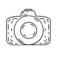 ícone da câmera. doodle desenhado à mão ou estilo de ícone de contorno preto vetor