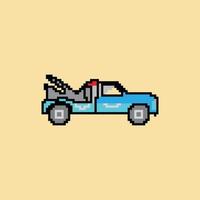 rebocar carro evacuação ícone pixel arte ícone. vetor ilustração em uma amarelo fundo.