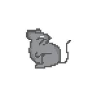 cinzento pixel arte sentado rato personagem isolado em branco fundo. doméstico animal ícone. vetor