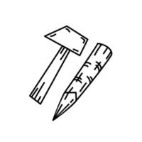 ícone do martelo. doodle desenhado à mão ou estilo de ícone de contorno preto vetor