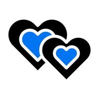 ícone do coração sólido azul preto estilo elemento do vetor ilustração dos namorados e símbolo perfeito.