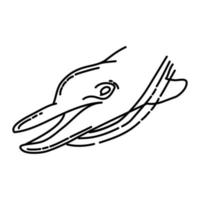 ícone de boto golfinho. doodle desenhado à mão ou estilo de contorno vetor