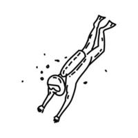 ícone de mergulho legal. doodle desenhado à mão ou estilo de contorno vetor