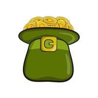 duende chapéu com moedas, tradicional irlandês placa do riqueza e Boa sorte dentro desenho animado estilo vetor