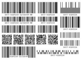 conjunto de código de barras do produto e ilustração vetorial de código qr vetor