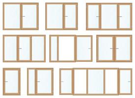ilustração vetorial de janelas de madeira realistas isolada no branco vetor