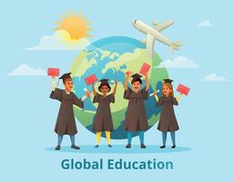 global Educação graduação fundo vetor