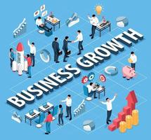 isométrico o negócio crescimento fluxograma vetor