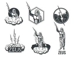 Zeus Deus emblemas conjunto vetor