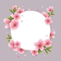 borda de modelo de flor de cerejeira com ramo vetor