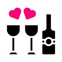 vinho ícone sólido Preto Rosa estilo namorados ilustração vetor elemento e símbolo perfeito.