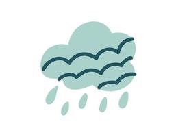 positivo nuvem vetor rabisco ilustração dentro bebê escandinavo estilo. adesivo nuvem com chuva. ícone isolado em branco fundo