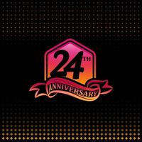 vinte e quatro anos aniversário celebração logotipo. 24 aniversário logotipo, Preto fundo vetor