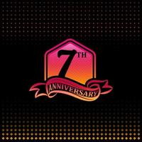 Sete anos aniversário celebração logotipo. 7º aniversário logotipo, Preto fundo vetor