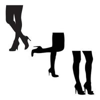 fêmea pés dentro saltos.pé definir, mulheres sapatos solteiro ícone dentro Preto estilo vetor símbolo estoque ilustração