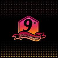 nove anos aniversário celebração logotipo. 9º aniversário logotipo, Preto fundo vetor