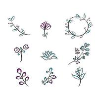 ervas e selvagem flores botânica. definir. vintage flores Preto e branco ilustração dentro a estilo do gravuras. vetor