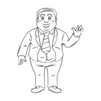 gordo homem de negocios ilustração em branco fundo vetor