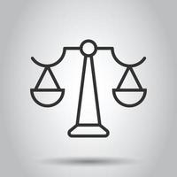 ícone de equilíbrio de escala em estilo simples. ilustração vetorial de justiça em fundo branco isolado. conceito de negócio de julgamento. vetor