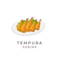 japonês ebi furai tempura ilustração logotipo servido em uma prato vetor