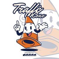 vetor vintage retro mascote personagem logotipo uma tráfego cone