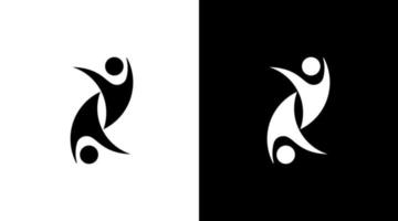 comunidade logotipo dois pessoas unidade Preto e branco ícone ilustração estilo desenhos modelos vetor