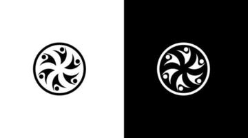 comunidade logotipo pessoas unidade Preto e branco ícone ilustração estilo desenhos modelos vetor