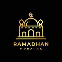 logotipo do ramadã. ilustração vetorial de design de logotipo dourado de mesquita vetor