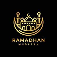 ilustração em vetor design de logotipo dourado do Ramadã. logotipo do ramadã. logotipo da mesquita