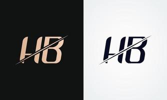hb carta logotipo Projeto vetor modelo. ouro e Preto carta hb logotipo Projeto