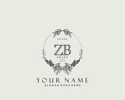 monograma inicial de beleza zb e design de logotipo elegante, logotipo de caligrafia da assinatura inicial, casamento, moda, floral e botânico com modelo criativo. vetor