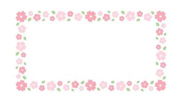quadros de flor de cerejeira. borda floral retangular longa. vetor