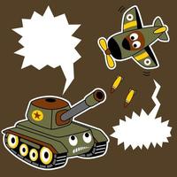 batalha do tanque vs lutador jato, vetor desenho animado ilustração