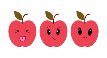vermelho maçã com kawaii olhos. plano Projeto vetor ilustração do vermelho maçã