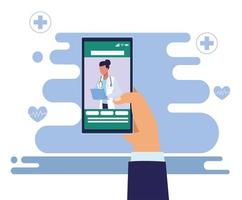 comunicar-se com a médica via smartphone vetor