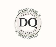 dq letras iniciais modelo de logotipos de monograma de casamento, modelos modernos minimalistas e florais desenhados à mão para cartões de convite, salve a data, identidade elegante. vetor