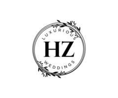 hz letras iniciais modelo de logotipos de monograma de casamento, modelos modernos minimalistas e florais desenhados à mão para cartões de convite, salve a data, identidade elegante. vetor