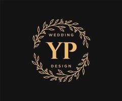 coleção de logotipos de monograma de casamento de letra de iniciais yp, modelos modernos minimalistas e florais desenhados à mão para cartões de convite, salve a data, identidade elegante para restaurante, boutique, café em vetor