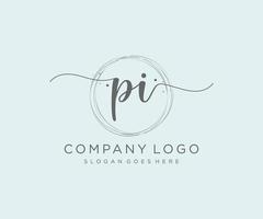 logotipo feminino pi inicial. utilizável para logotipos de natureza, salão, spa, cosméticos e beleza. elemento de modelo de design de logotipo de vetor plana.