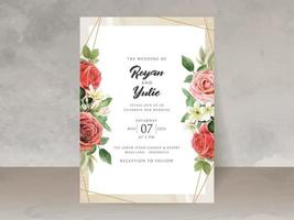 romântico vermelho rosas Casamento convite cartão vetor