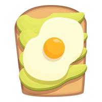 frito ovo abacate torrada ícone desenho animado vetor. pão fatia vetor