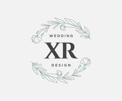 coleção de logotipos de monograma de casamento de letras iniciais xr, modelos modernos minimalistas e florais desenhados à mão para cartões de convite, salve a data, identidade elegante para restaurante, boutique, café em vetor