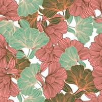 padrão sem emenda de linha floral abstrata em estilo retrô. flor de contorno vintage delicado fundo infinito. vetor