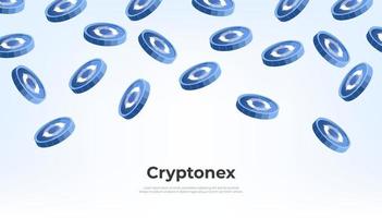 cryptonex moeda queda a partir de a céu. cnx criptomoeda conceito bandeira fundo. vetor