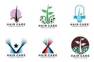 logotipo de cuidados com o cabelo, design de camada de couro cabeludo, ilustração de marca de salão de saúde vetor